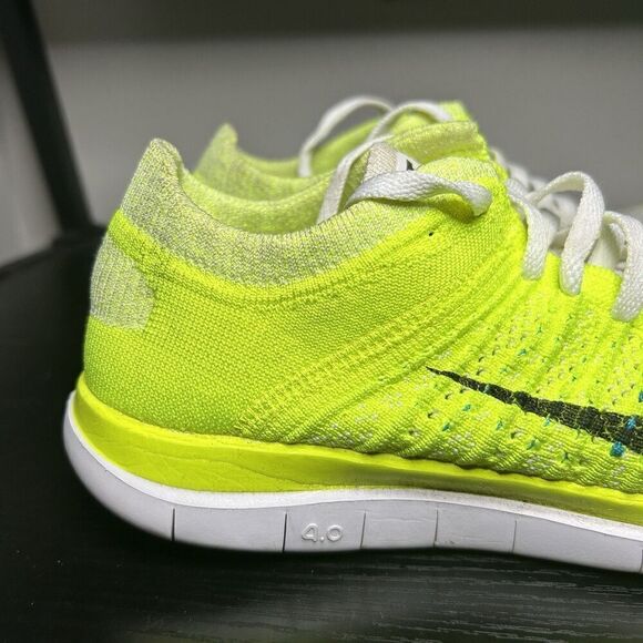 Nike Free 4.0 Flyknit Women's Size 7 Running Shoes Volt White - Picture 2 of 15